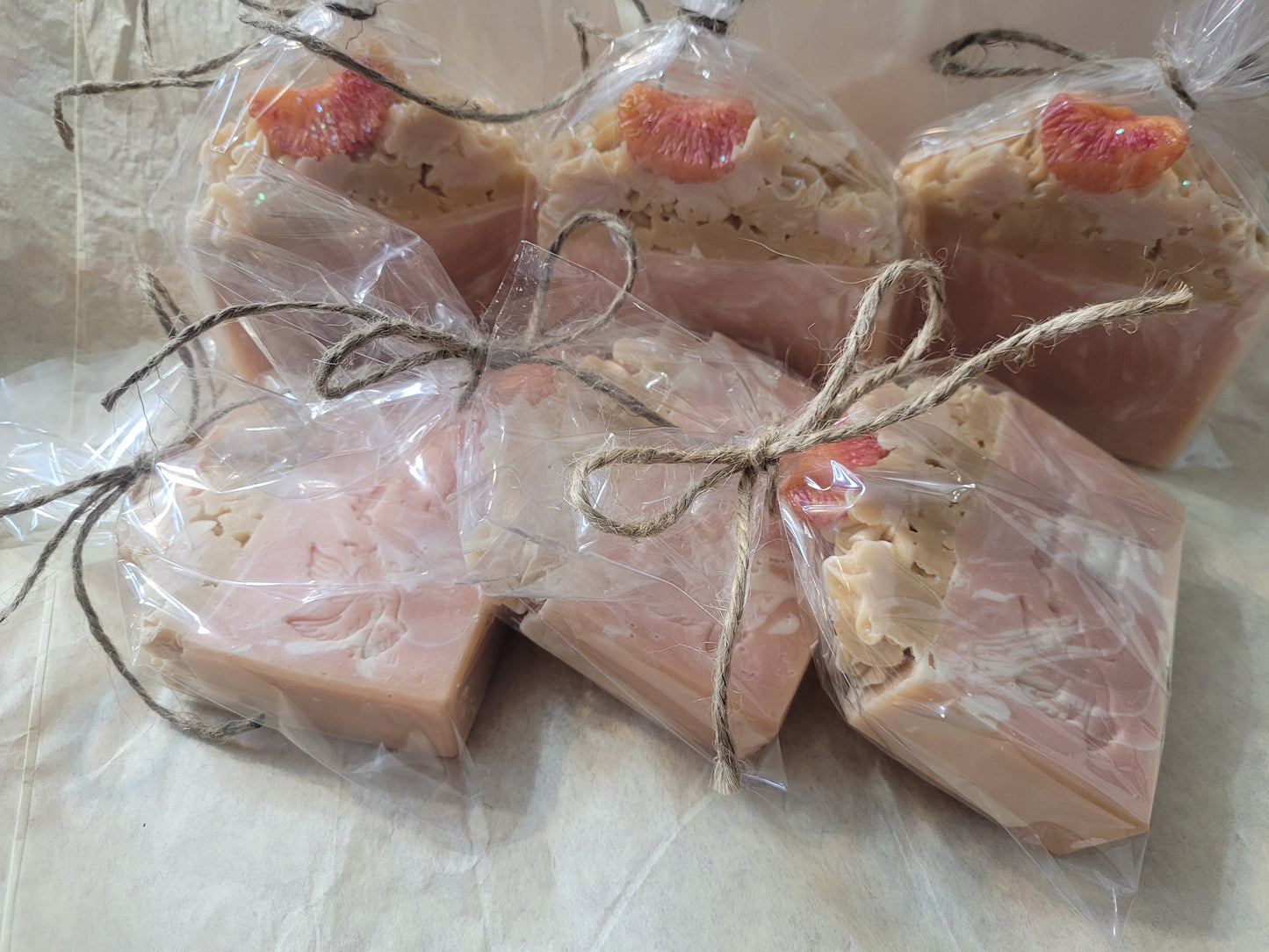 Market Peach frosted soaps back in stock